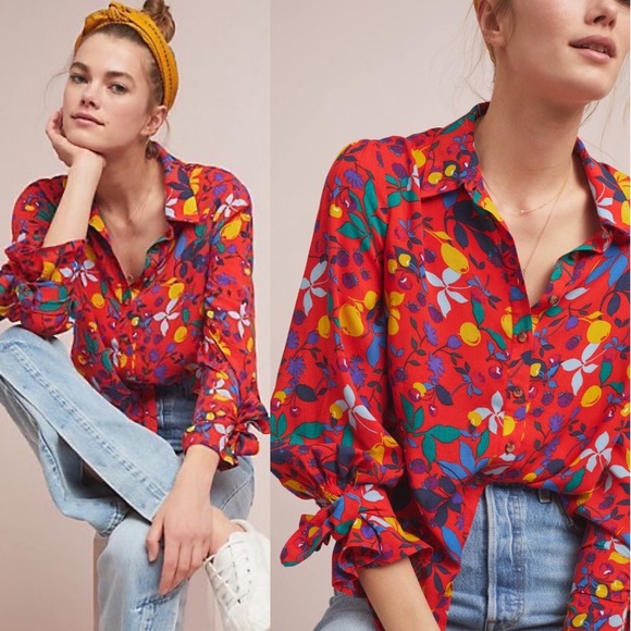 Anthropologie Tops - Anthropologie Maeve Blithe Button Down Floral Top